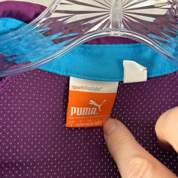 Puma, Polo Shirt, Purple, Logo on Front, Simbel on Back, 3 Button Collar, Size L - Picture 3 of 15